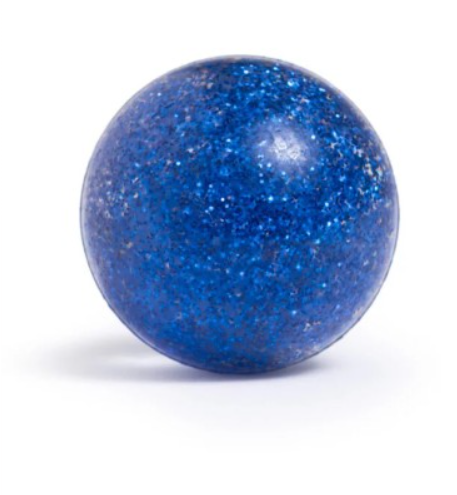 Balle rebondissante souris à paillettes bleu 43 mm - Ratatam
