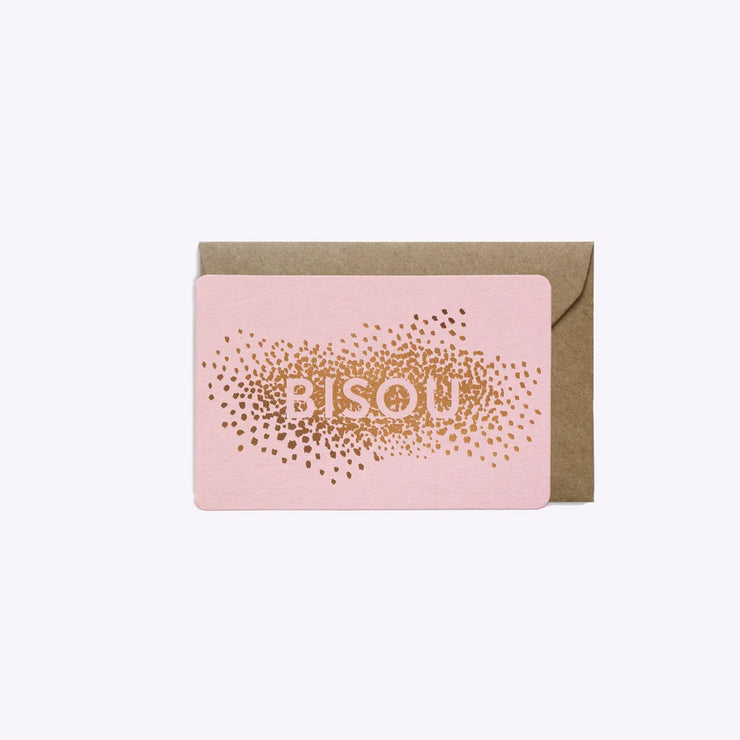 Mini-Carte - Confettis Bisou - Rose - Les Éditions du Paon