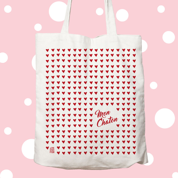 sac, tote, bag, tote bag, mariage, copine, amour, amoureux, amoureuse, coeur, chaton, rouge