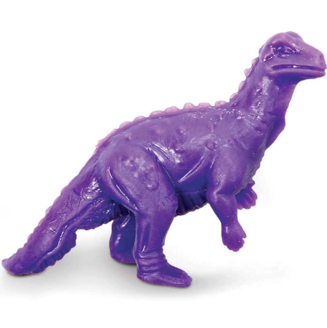 Une sélection de dinosaures extrêmement étirables. Chaque emballage contient quatre dinosaures différents, chacun ayant sa propre couleur.