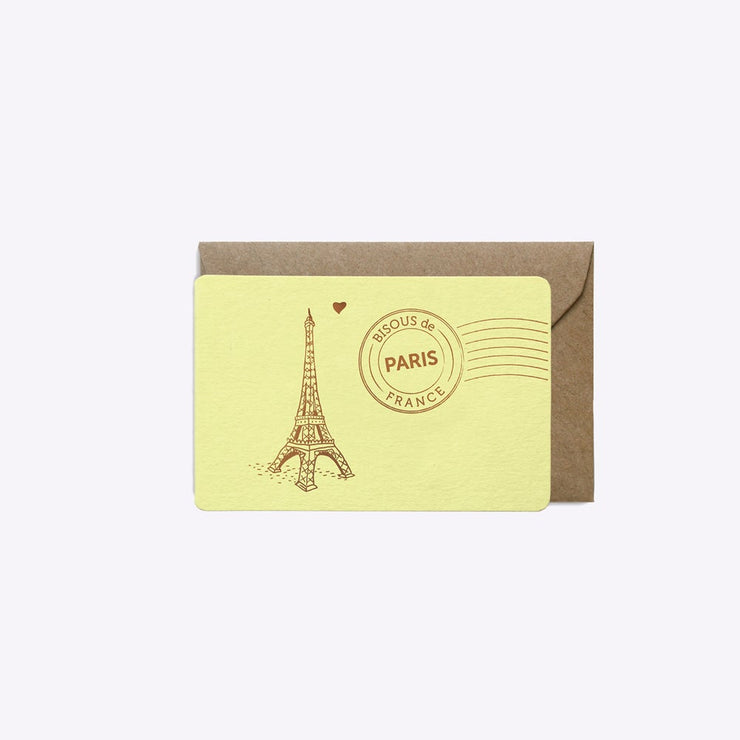 Mini-carte - Tour Eiffel - Jaune Pâle - Les Éditions du Paon