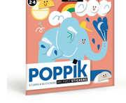 Poppik - mes premiers stickers - 6 CARTES + 96 GOMMETTES LES ANIMAUX (2 ANS ET +)