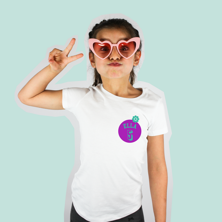 T-shirt d'anniversaire enfant à personnaliser - Violet et Vert